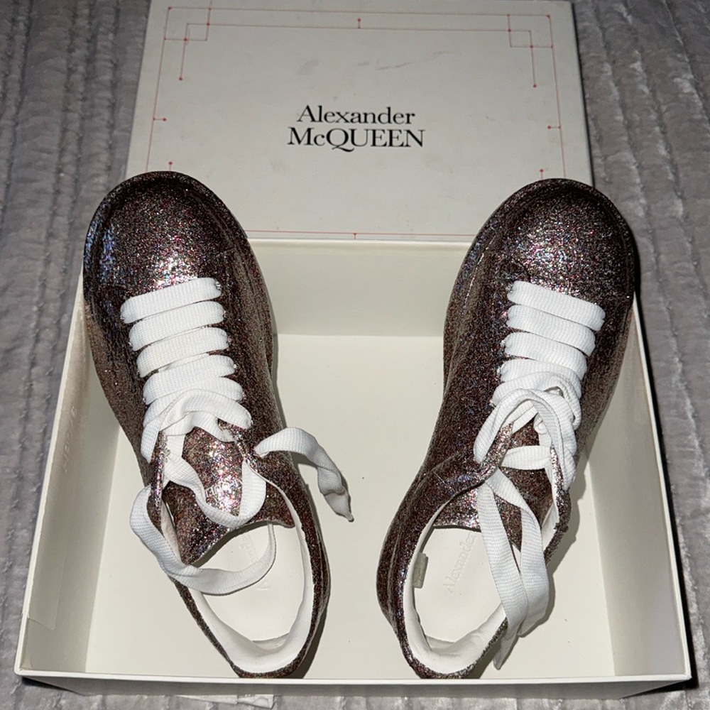 Preloved Alexander McQueen multicolored glitter sneakers size 39 comes with box